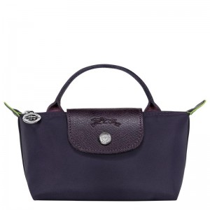 Bilberry Purple Longchamp Le Pliage Green with handle Women's Pouches | IVMJ-92048