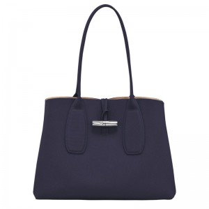 Bilberry Purple Longchamp Roseau L Women's Tote Bag | EKAJ-38054