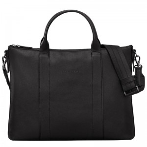 Black Longchamp 3D Men's Briefcase | GKMI-90164