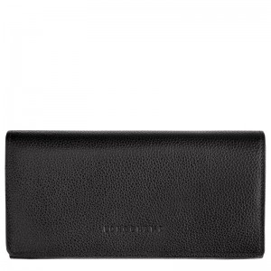 Black Longchamp Le Foulonné Continental Women's Wallets | AJGE-76192