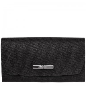 Black Longchamp Roseau Continental Women's Wallets | SCQH-58329