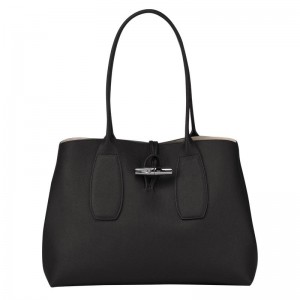 Black Longchamp Roseau L Women's Tote Bag | RUYH-29415