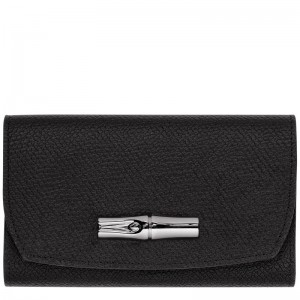 Black Longchamp Roseau Women's Wallets | RNHO-28435