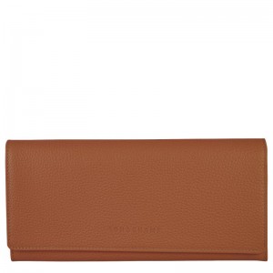 Caramel Brown Longchamp Le Foulonné Continental Women's Wallets | KEGU-92301