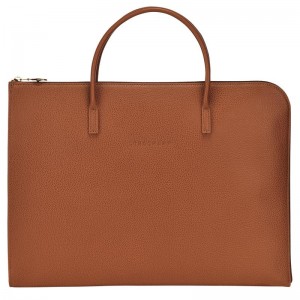 Caramel Brown Longchamp Le Foulonné S Men's Briefcase | CLOM-61043