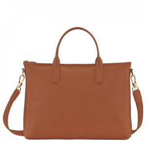 Caramel Brown Longchamp Le Foulonné S Women's Briefcase | ILEV-12968