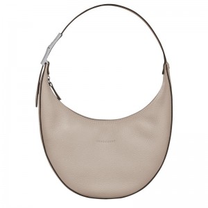 Clay Grey Longchamp Roseau Essential M Women's Hobo Bags | FZYP-32194