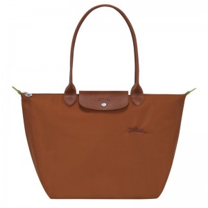 Cognac Brown Longchamp Le Pliage Green L Women's Tote Bag | YHEI-73654