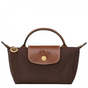 Ebony Brown Longchamp Le Pliage Original with handle Women's Pouches | ZXEK-40861