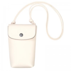 Ecru White Longchamp Le Pliage Xtra with leather lace Men's Phone Case | HGXR-60395