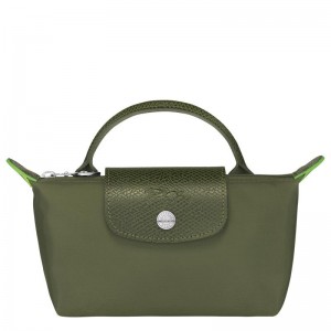 Forest Green Longchamp Le Pliage Green with handle Men's Pouches | MOQJ-64182