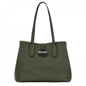 Khaki Longchamp Roseau Essential M Women's Tote Bag | RMJC-36015