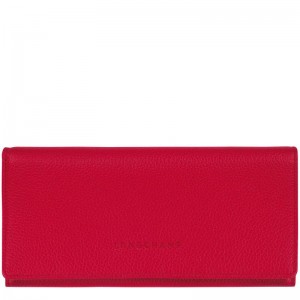 Love Red Longchamp Le Foulonné Continental Women's Wallets | EAHO-12470