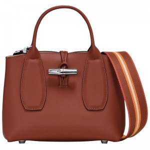 Mahogany Brown Longchamp Roseau S Women's Handbags | MJEH-09276