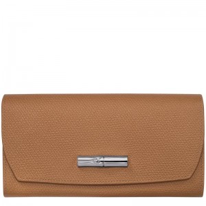 Natural Brown Longchamp Roseau Continental Women's Wallets | UNOS-60952