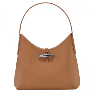 Natural Brown Longchamp Roseau M Women's Hobo Bags | DCAL-76921