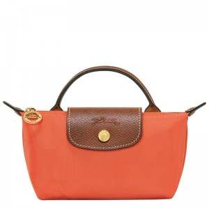 Orange Longchamp Le Pliage Original with handle Women's Pouches | SPFM-80163