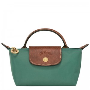 Sage Green Longchamp Le Pliage Original with handle Women's Pouches | HOID-14206