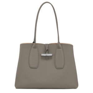 Turtledove Grey Longchamp Roseau L Women's Tote Bag | SDOU-76309