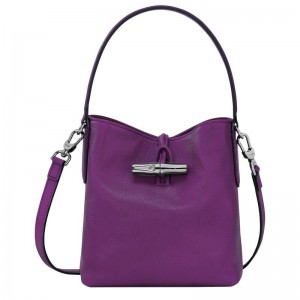 Violet Purple Longchamp Roseau XS Women's Bucket Bag | YXAF-98136