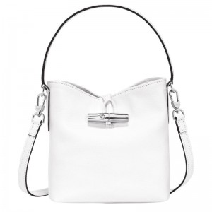 White Longchamp Roseau XS Women's Bucket Bag | JGWP-09234