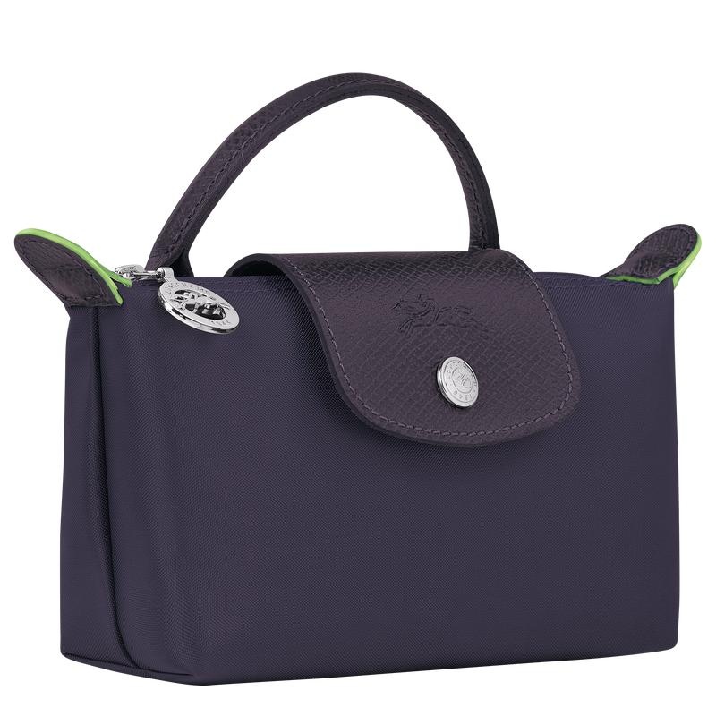 Bilberry Purple Longchamp Le Pliage Green with handle Women's Pouches | IVMJ-92048