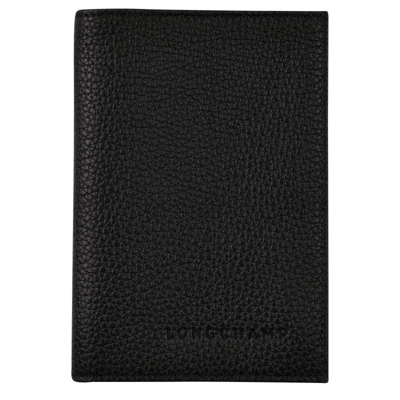 Black Longchamp Le Foulonné Passport cover Women\'s Passport Bag | XSCQ-36021