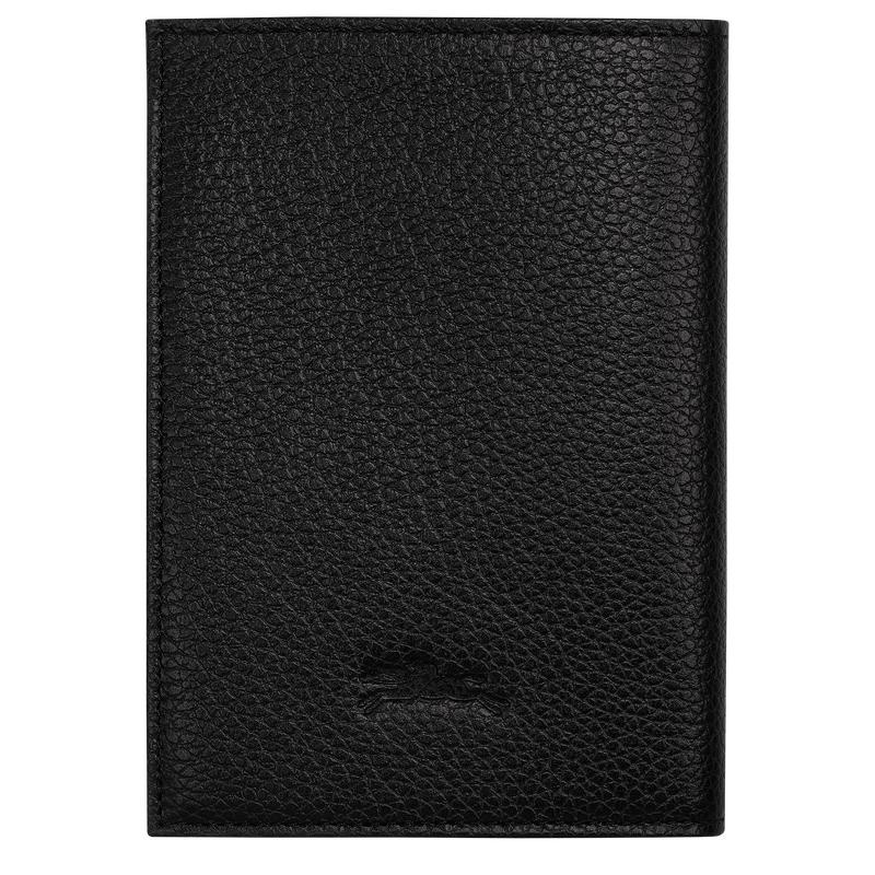 Black Longchamp Le Foulonné Passport cover Men's Passport Bag | VIXK-68053