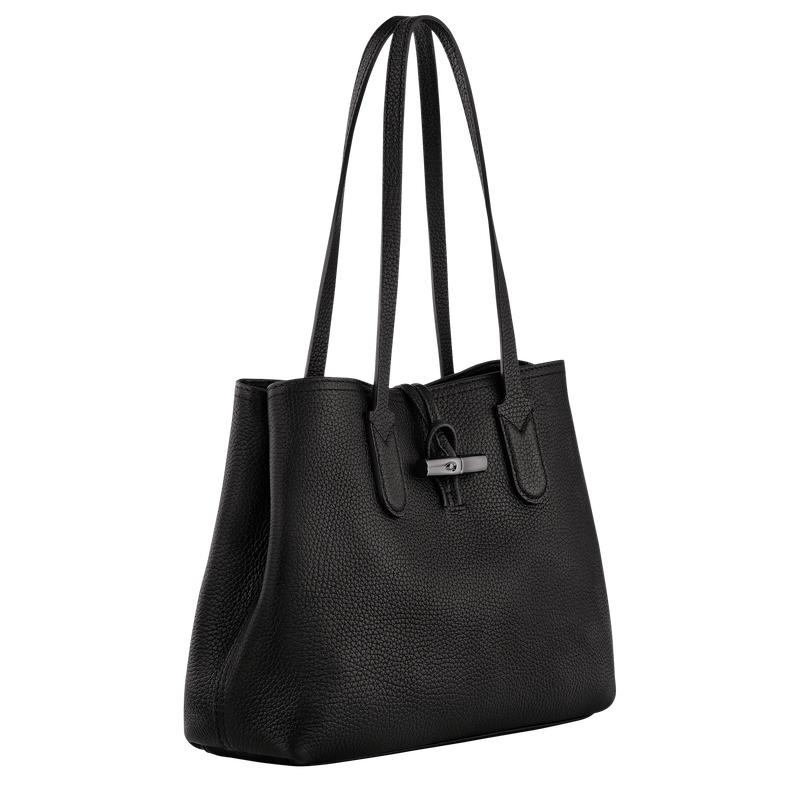 Black Longchamp Roseau Essential M Women's Tote Bag | HUSM-16457