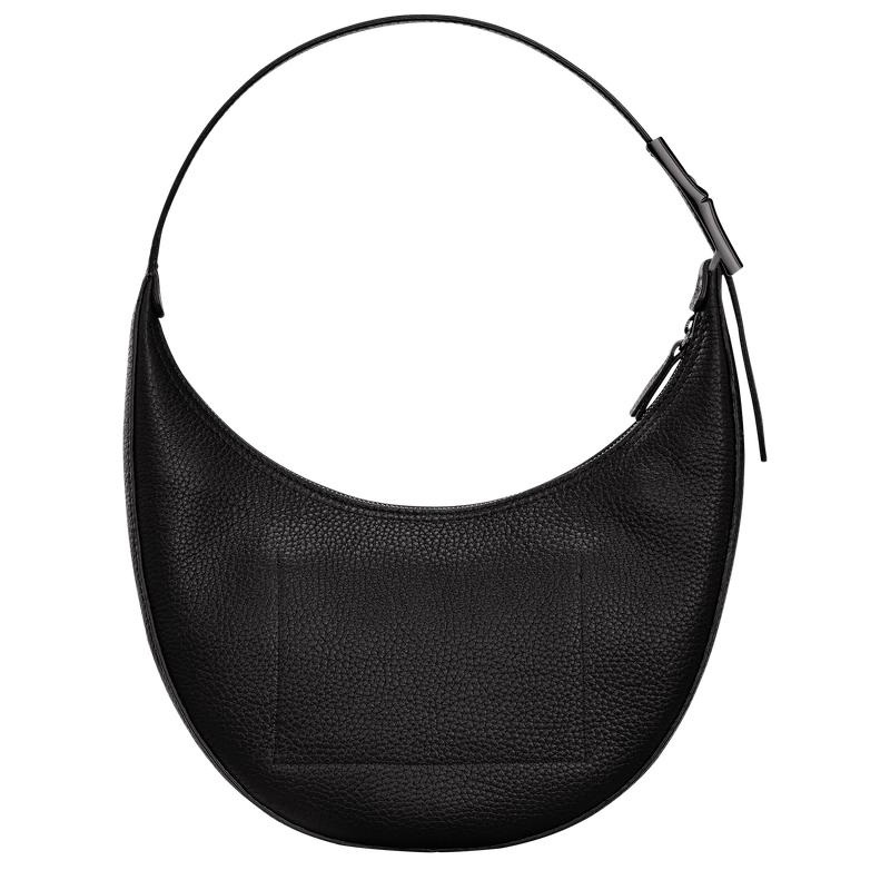 Black Longchamp Roseau Essential M Women's Hobo Bags | EJXS-54137