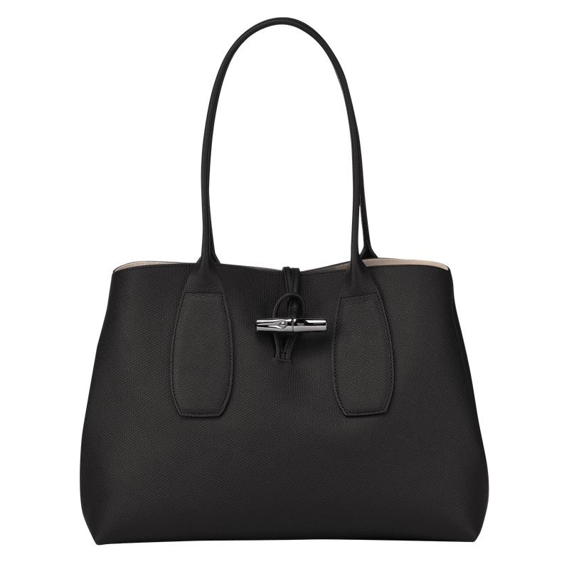 Black Longchamp Roseau L Women\'s Tote Bag | RUYH-29415