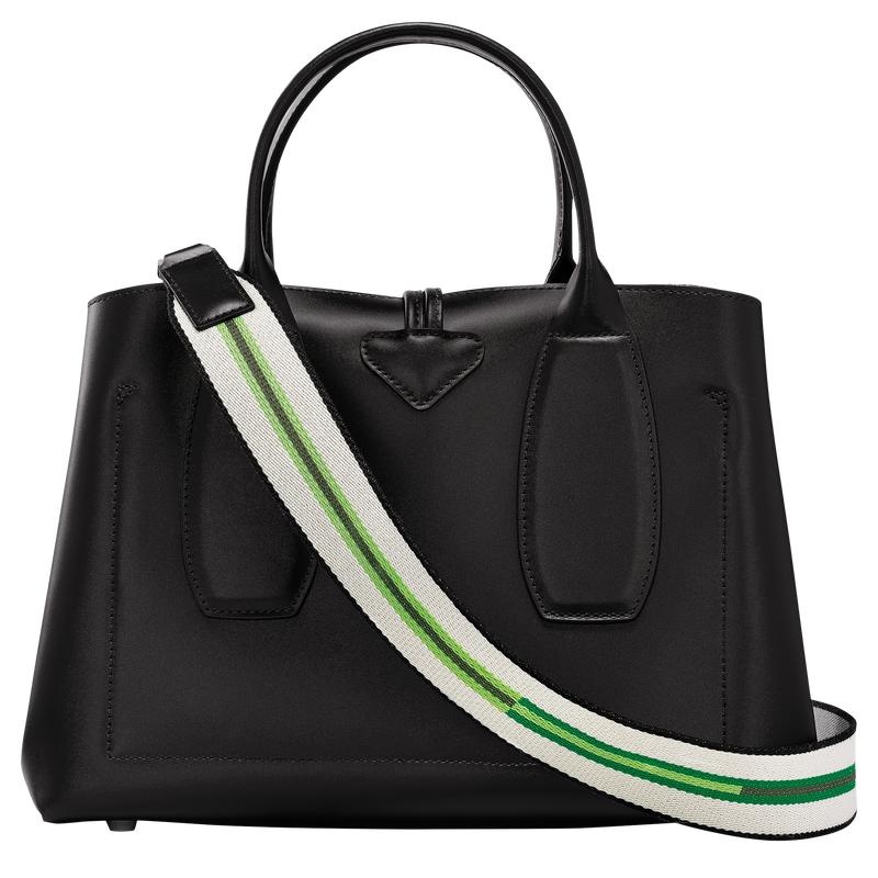 Black Longchamp Roseau M Women's Handbags | FLAJ-36975