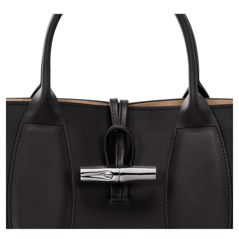 Black Longchamp Roseau M Women's Handbags | FLAJ-36975