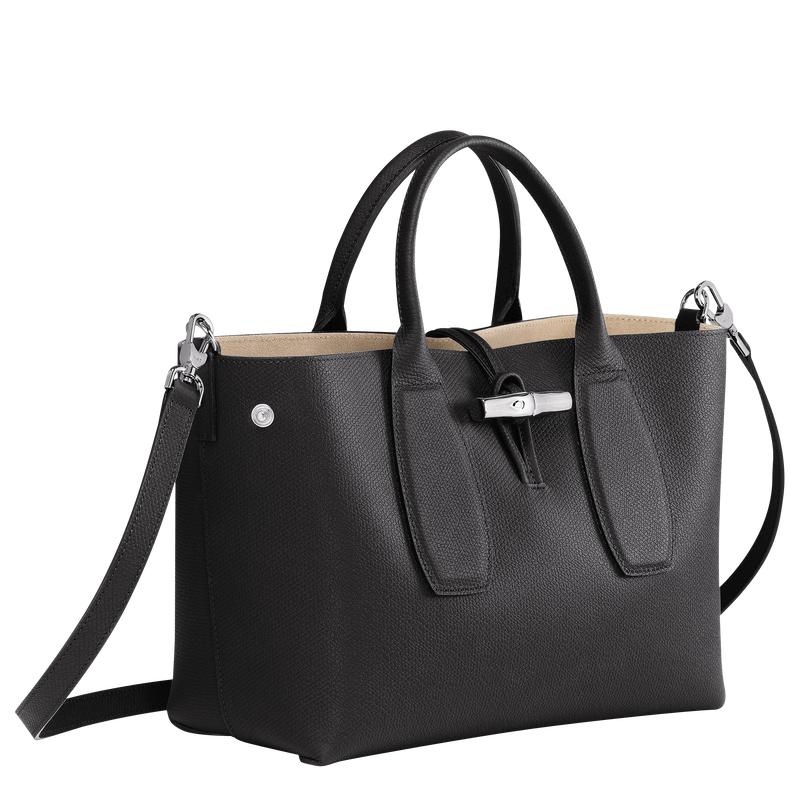 Black Longchamp Roseau M Women's Handbags | MIBJ-27490