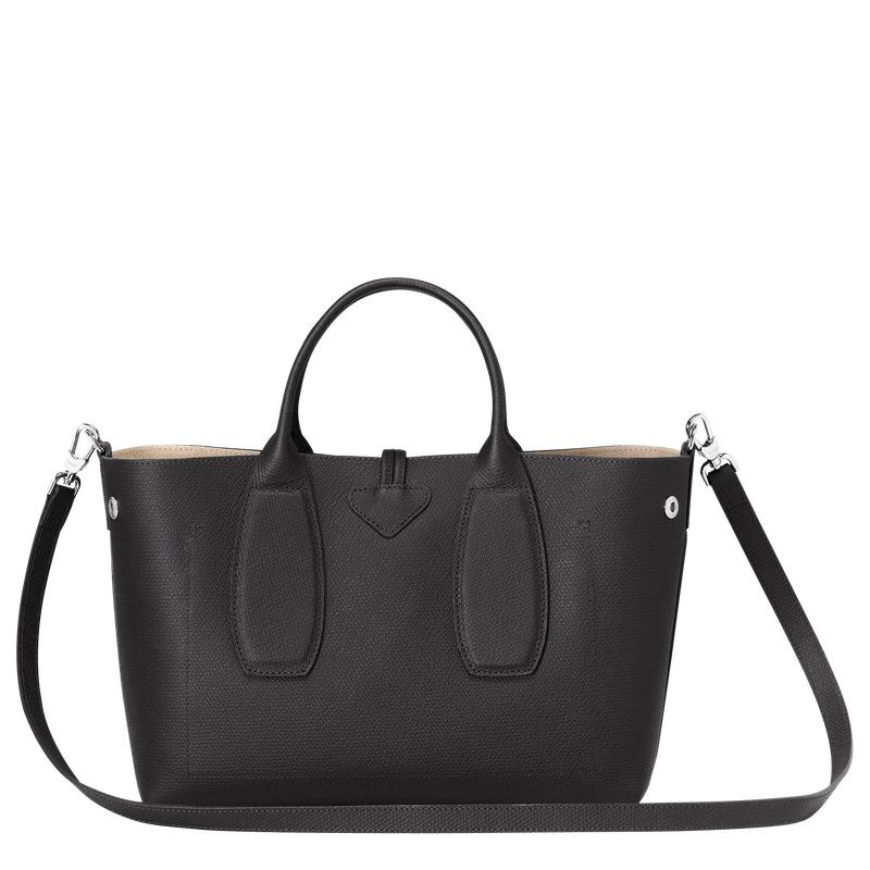 Black Longchamp Roseau M Women's Handbags | MIBJ-27490