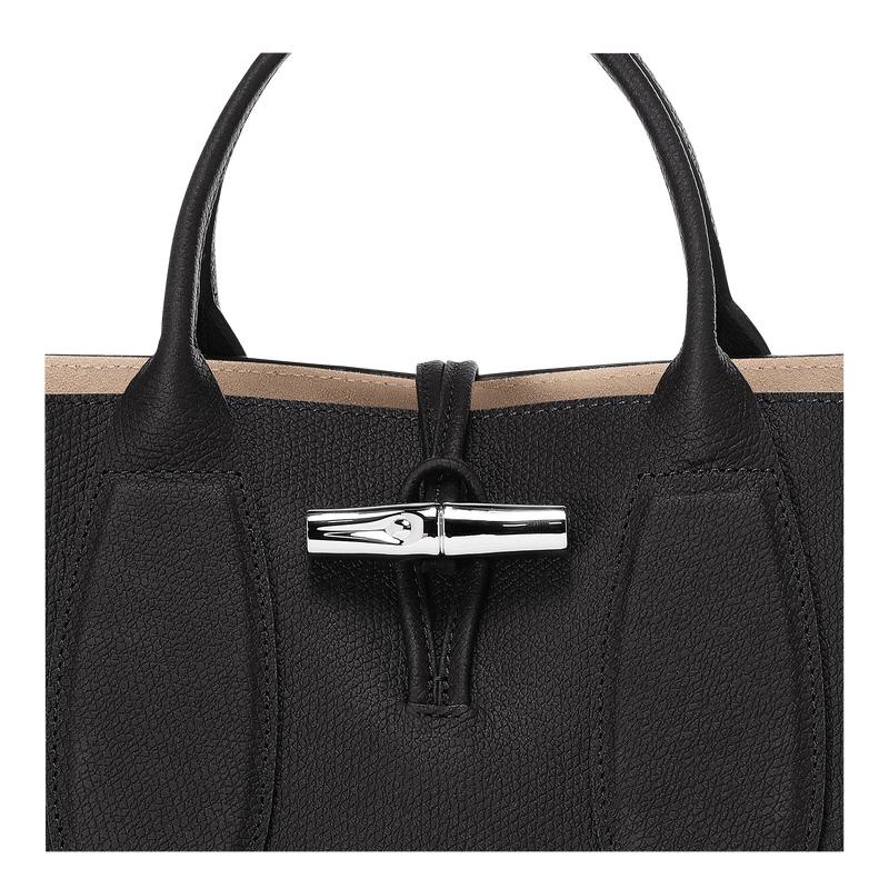 Black Longchamp Roseau M Women's Handbags | MIBJ-27490