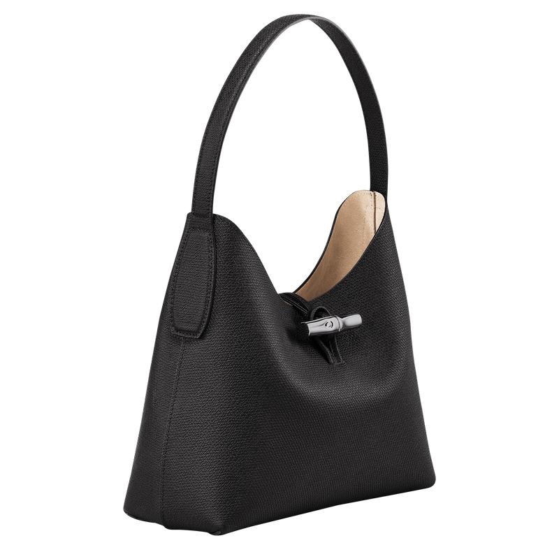 Black Longchamp Roseau M Women's Hobo Bags | QPTA-97158