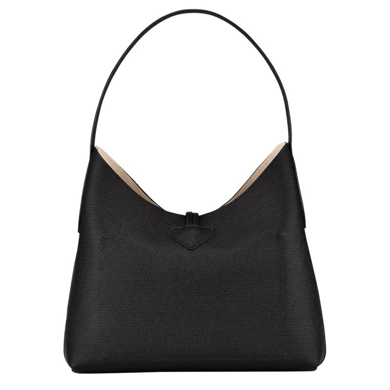 Black Longchamp Roseau M Women's Hobo Bags | QPTA-97158