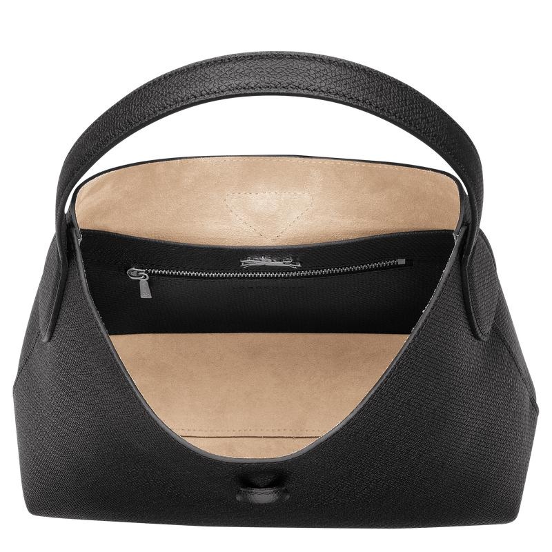 Black Longchamp Roseau M Women's Hobo Bags | QPTA-97158