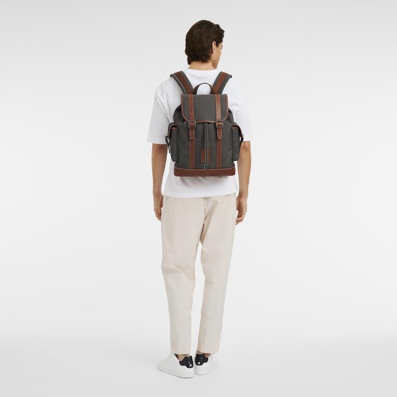 Brown Longchamp Boxford Men's Backpacks | JXOZ-84160