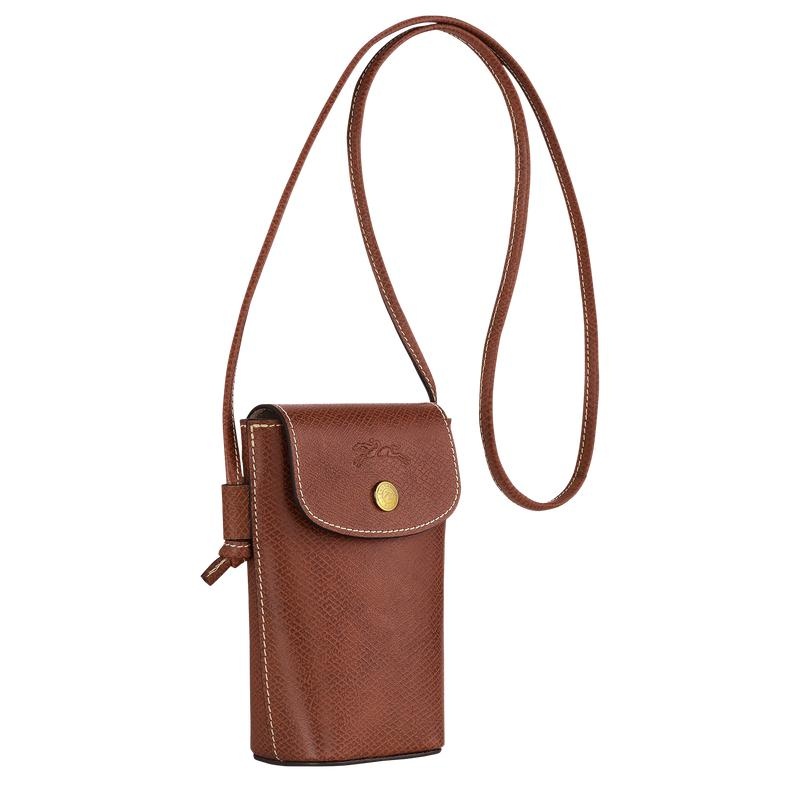 Brown Longchamp Épure with leather lace Men's Phone Case | VPEO-80265