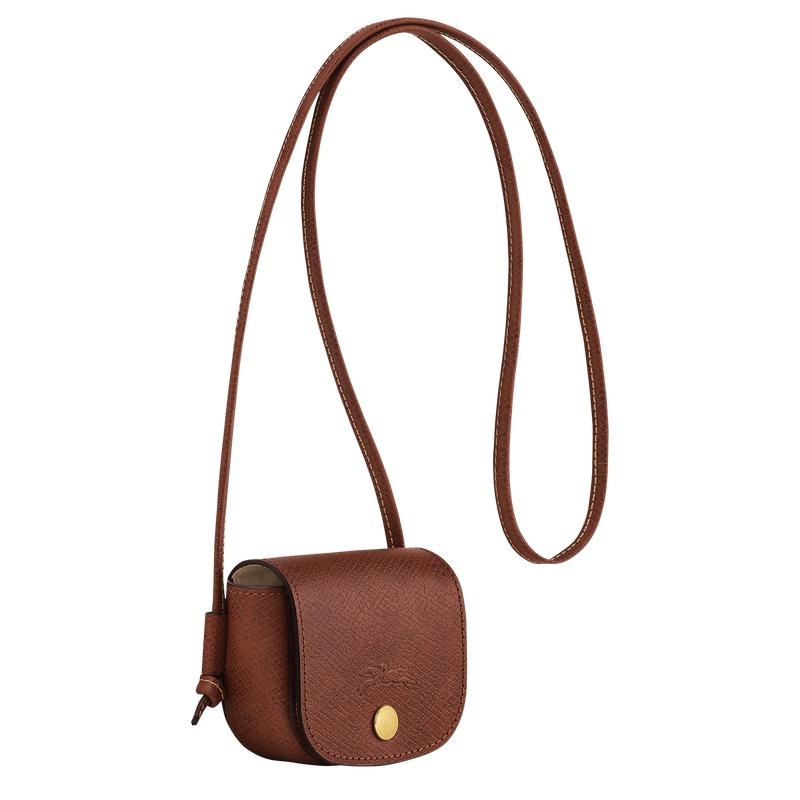 Brown Longchamp Épure with leather lace Women's Coin Purses | KDSH-93105