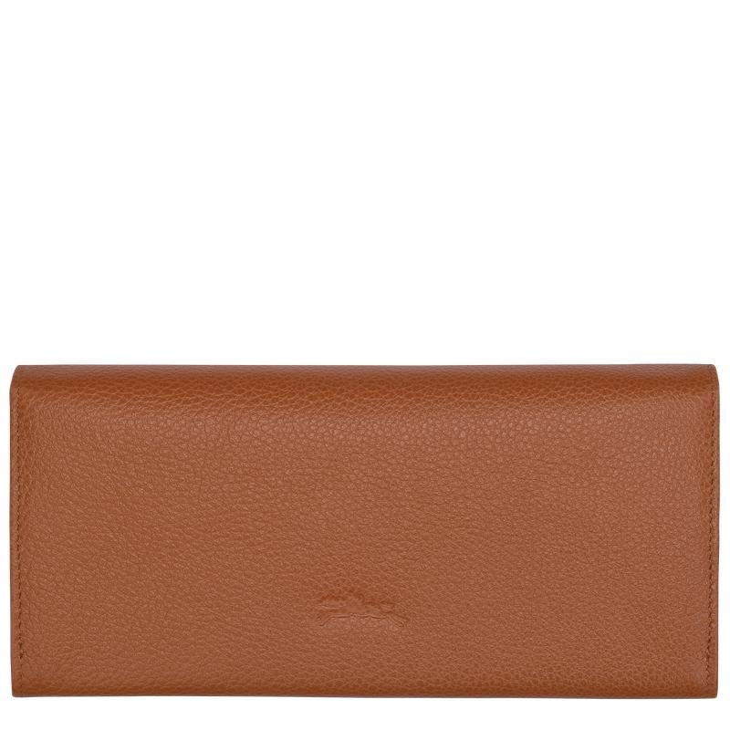 Caramel Brown Longchamp Le Foulonné Continental Women's Wallets | KEGU-92301