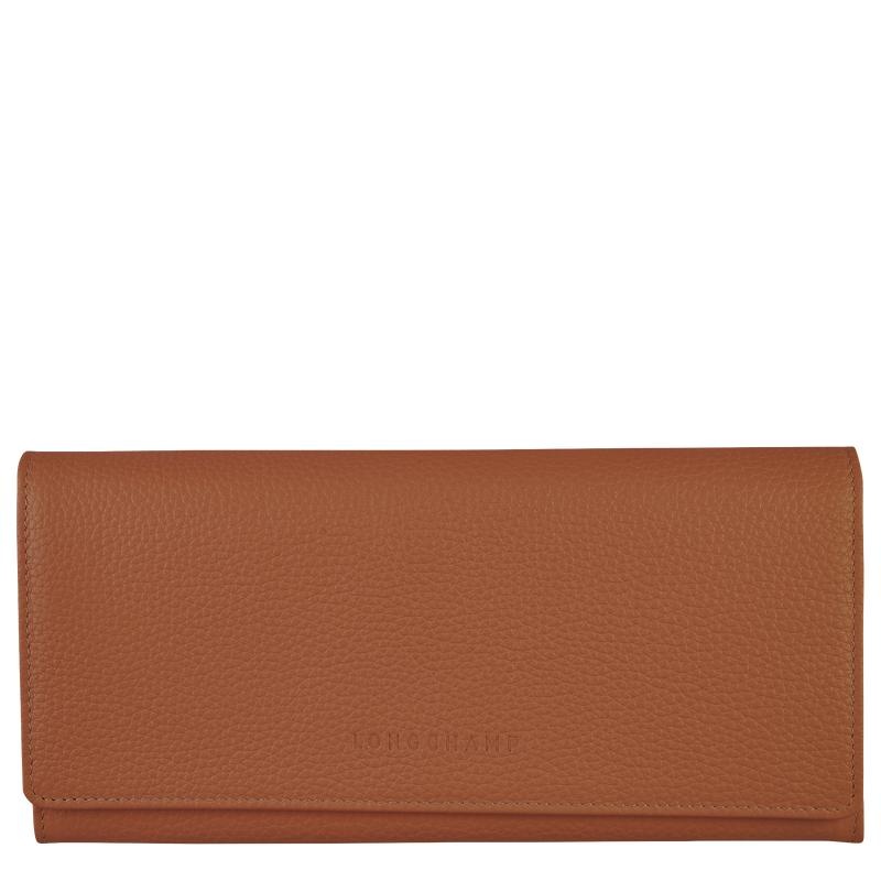 Caramel Brown Longchamp Le Foulonné Continental Women\'s Wallets | KEGU-92301