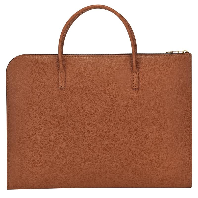 Caramel Brown Longchamp Le Foulonné S Men's Briefcase | CLOM-61043