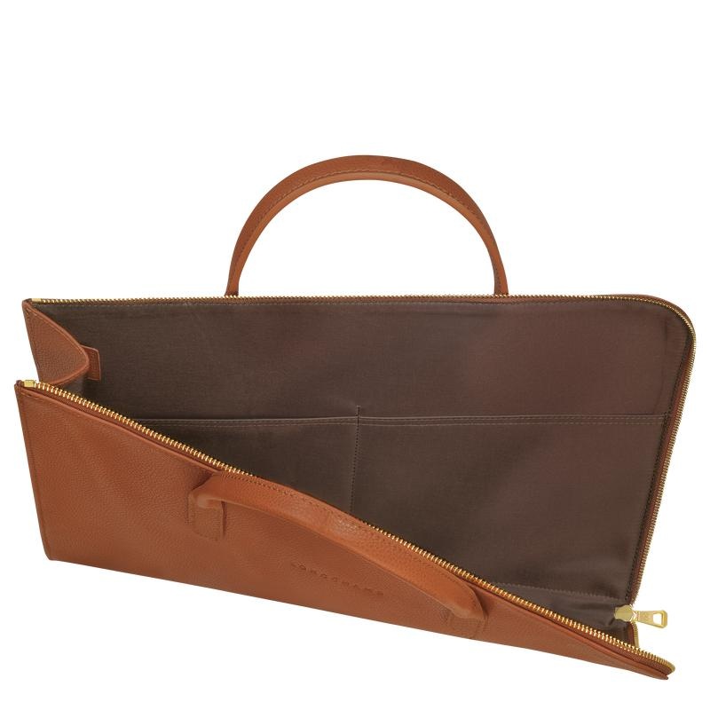 Caramel Brown Longchamp Le Foulonné S Men's Briefcase | CLOM-61043