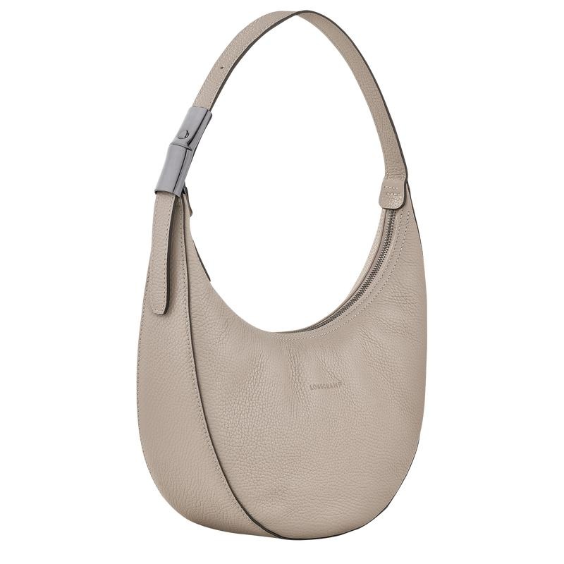 Clay Grey Longchamp Roseau Essential M Women's Hobo Bags | FZYP-32194