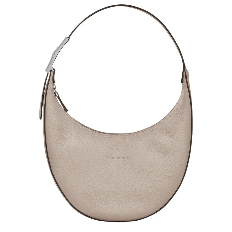 Clay Grey Longchamp Roseau Essential M Women\'s Hobo Bags | FZYP-32194