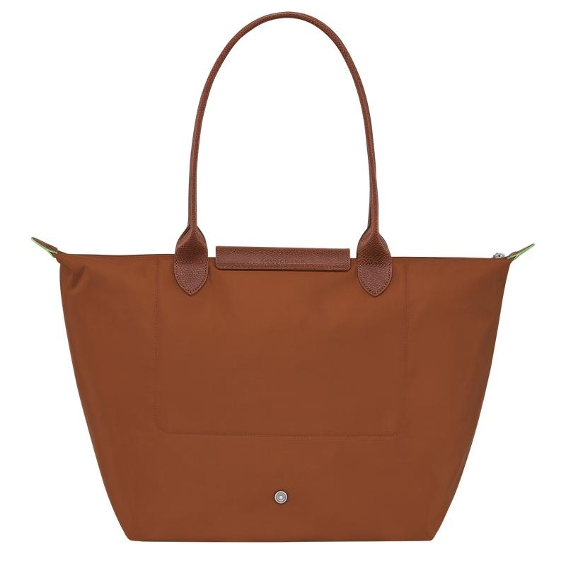 Cognac Brown Longchamp Le Pliage Green L Women's Tote Bag | YHEI-73654