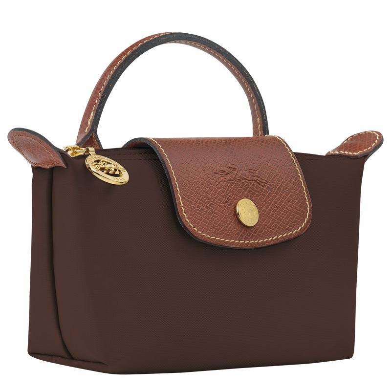 Ebony Brown Longchamp Le Pliage Original with handle Women's Pouches | ZXEK-40861